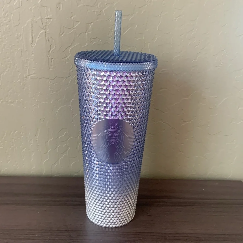 Starbucks Blue‎ Silver Icicle Ombre Bling Studded Venti 24 Oz Tumbler 2023 NWT